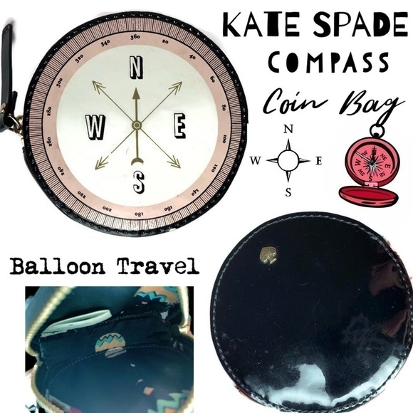 Kate Spade ♠️ Compass 🧭 Coin Bag Rare EUC - Picture 1 of 1